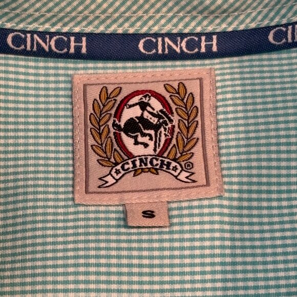 Cinch Mens Green Checkered Cotton Long-Sleeve Shirt Size Small - Picture 3 of 11